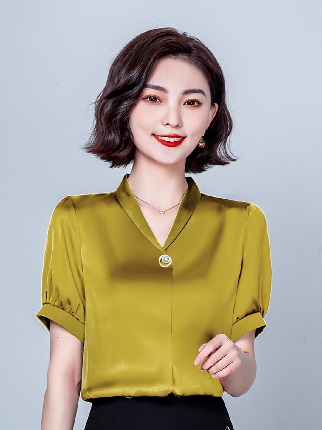 

JC Collection Women Yellow Solid Polyester Top