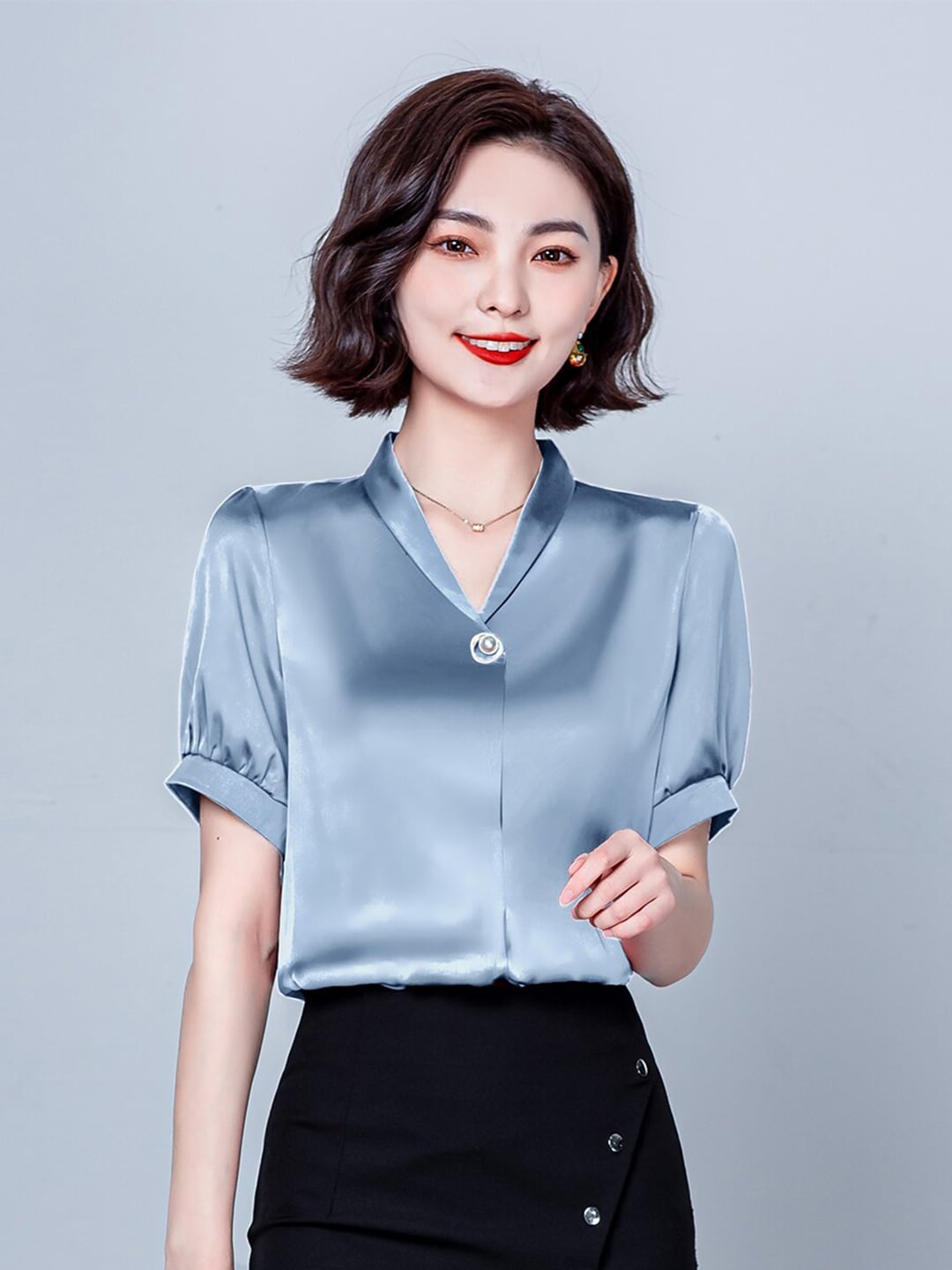 

JC Collection Women Blue Solid Polyester Top