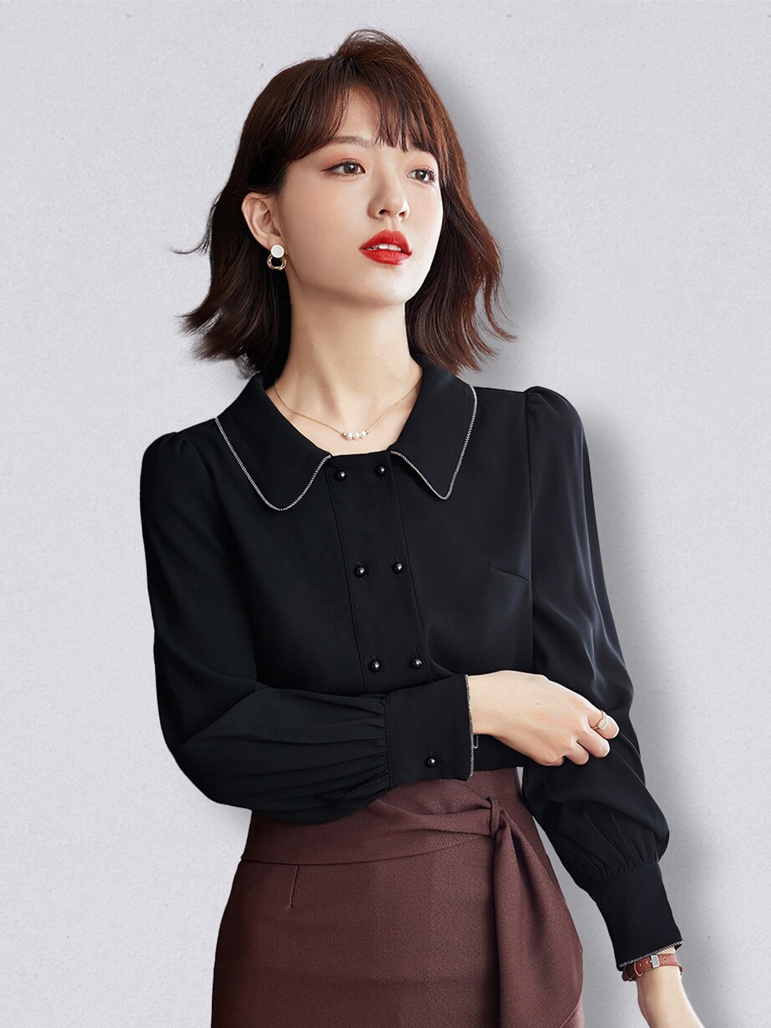 

JC Collection Women Black Solid Polyester Casual Shirt