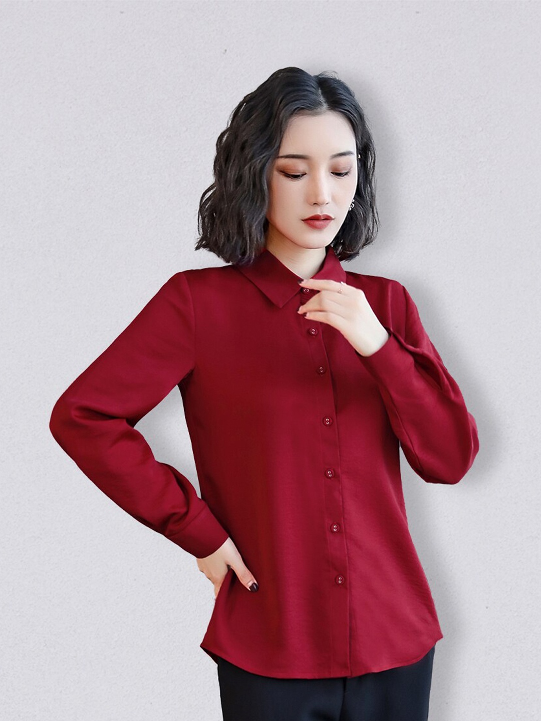 

JC Collection Women Red Solid Formal Shirt