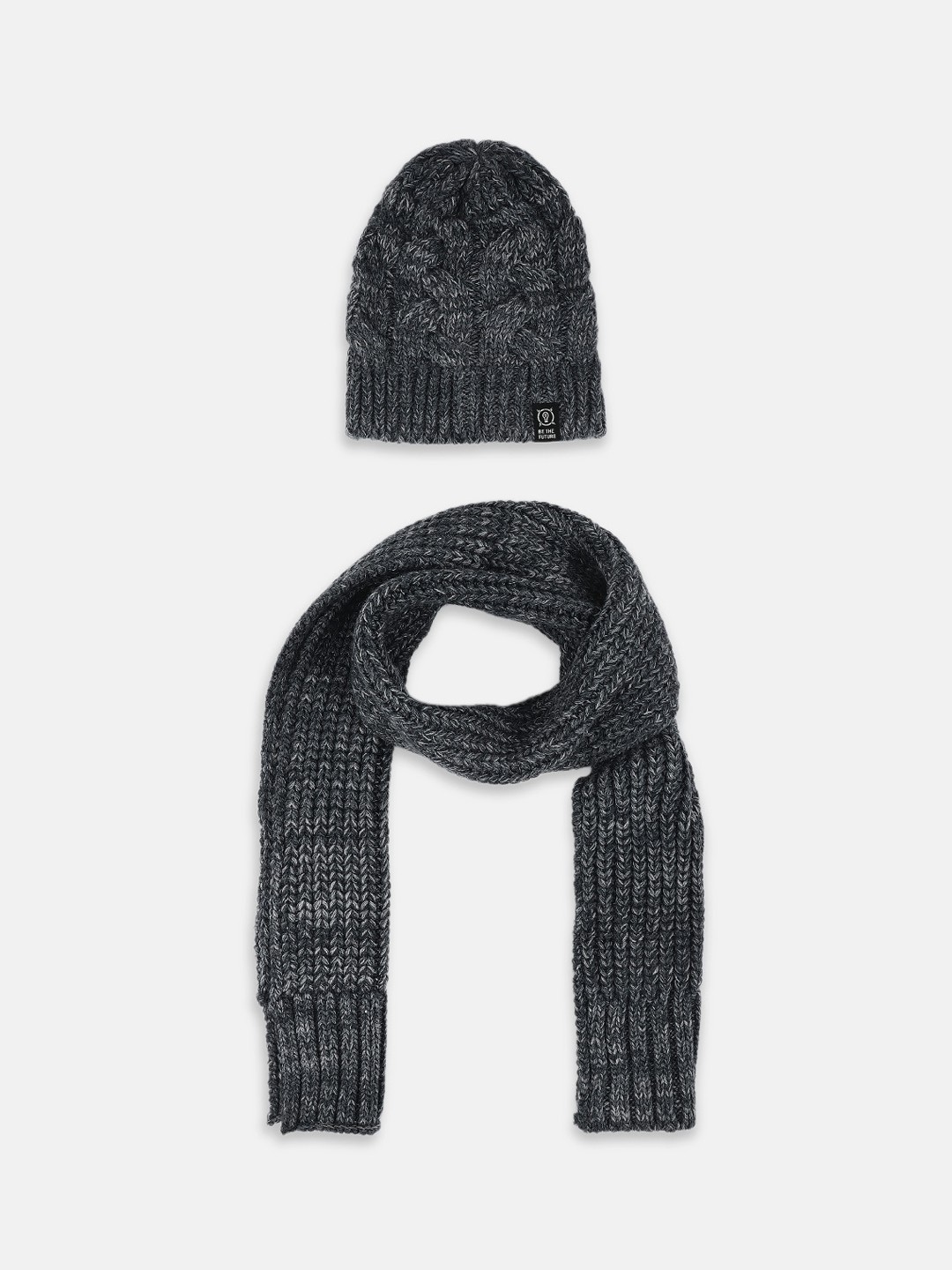 

Pantaloons Junior Boys Solid Acrylic Beanie, Grey melange
