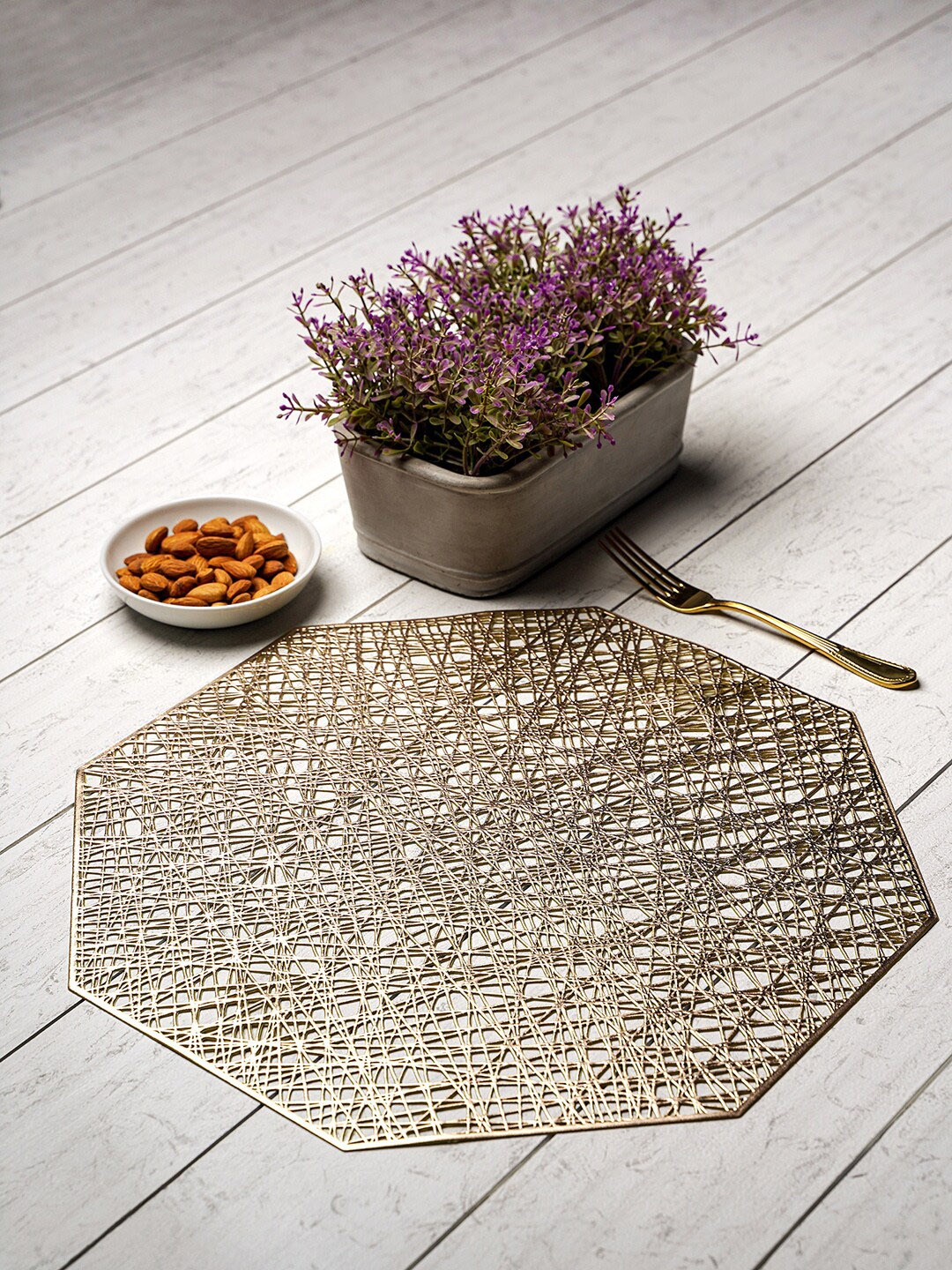 

Pure Home and Living Set Of 6 Golden Dining Table Placemats, Gold