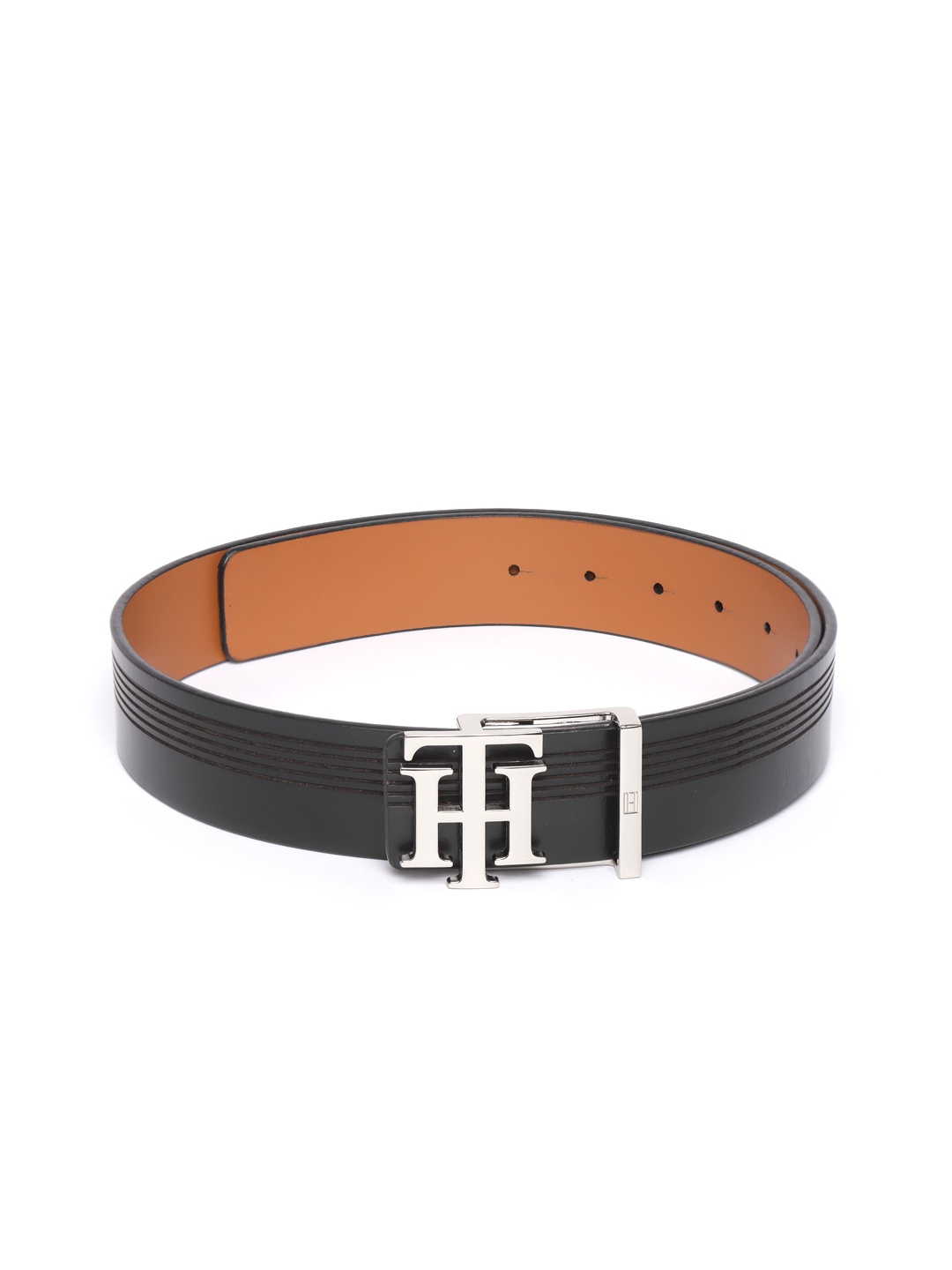 

Tommy Hilfiger Men Black & Tan Brown Solid Reversible Leather Belt
