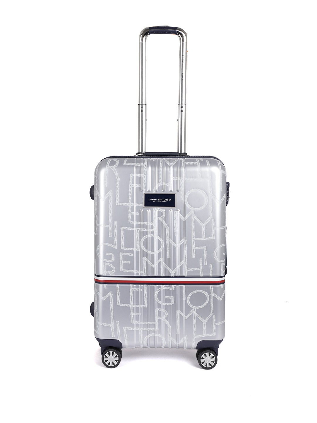 

Tommy Hilfiger Unisex Silver-Toned Textured Trolley Bag 84L
