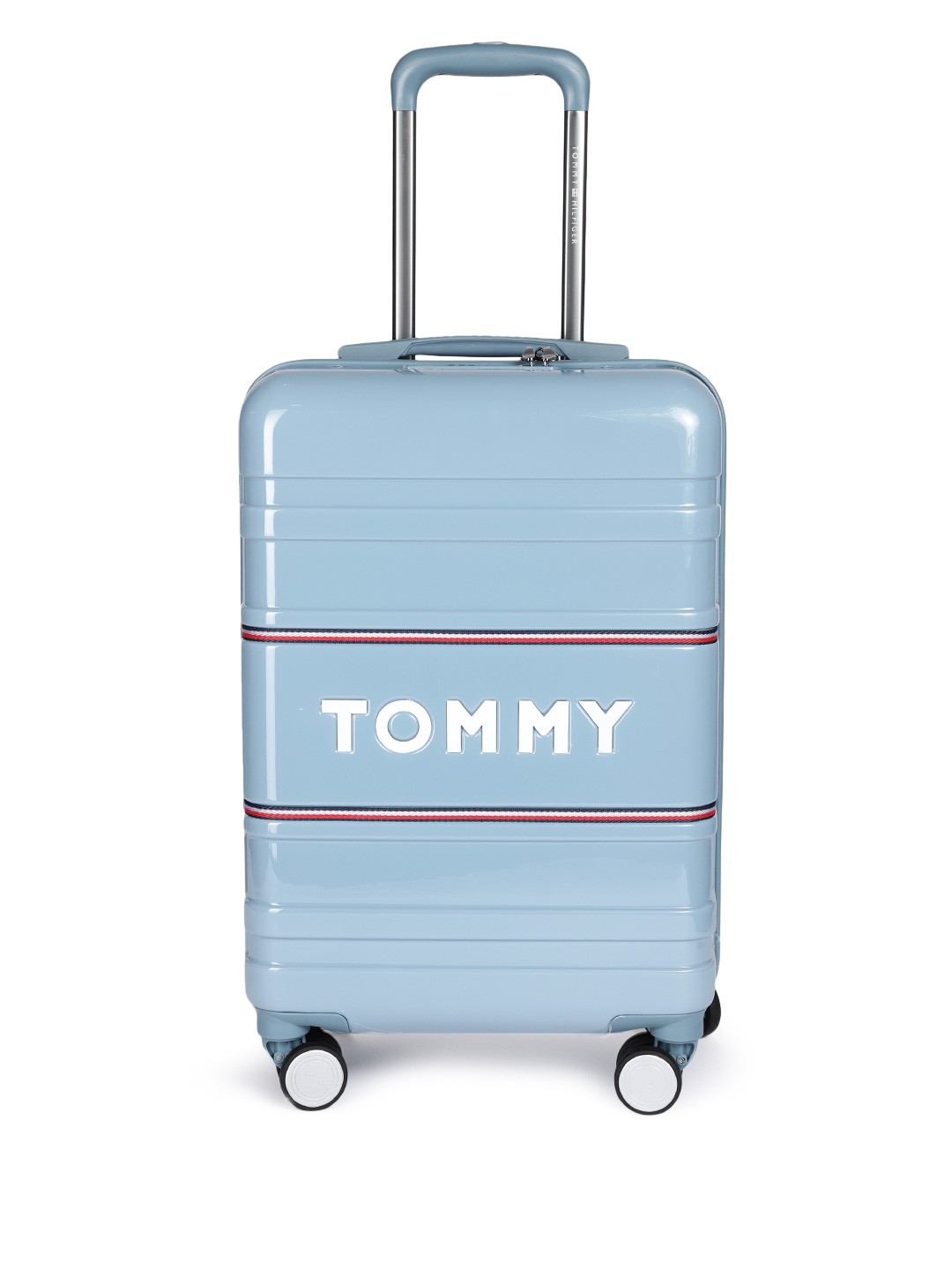 

Tommy Hilfiger Printed 4 Wheels 360-Degree Rotation Cabin Trolley Bag, Blue