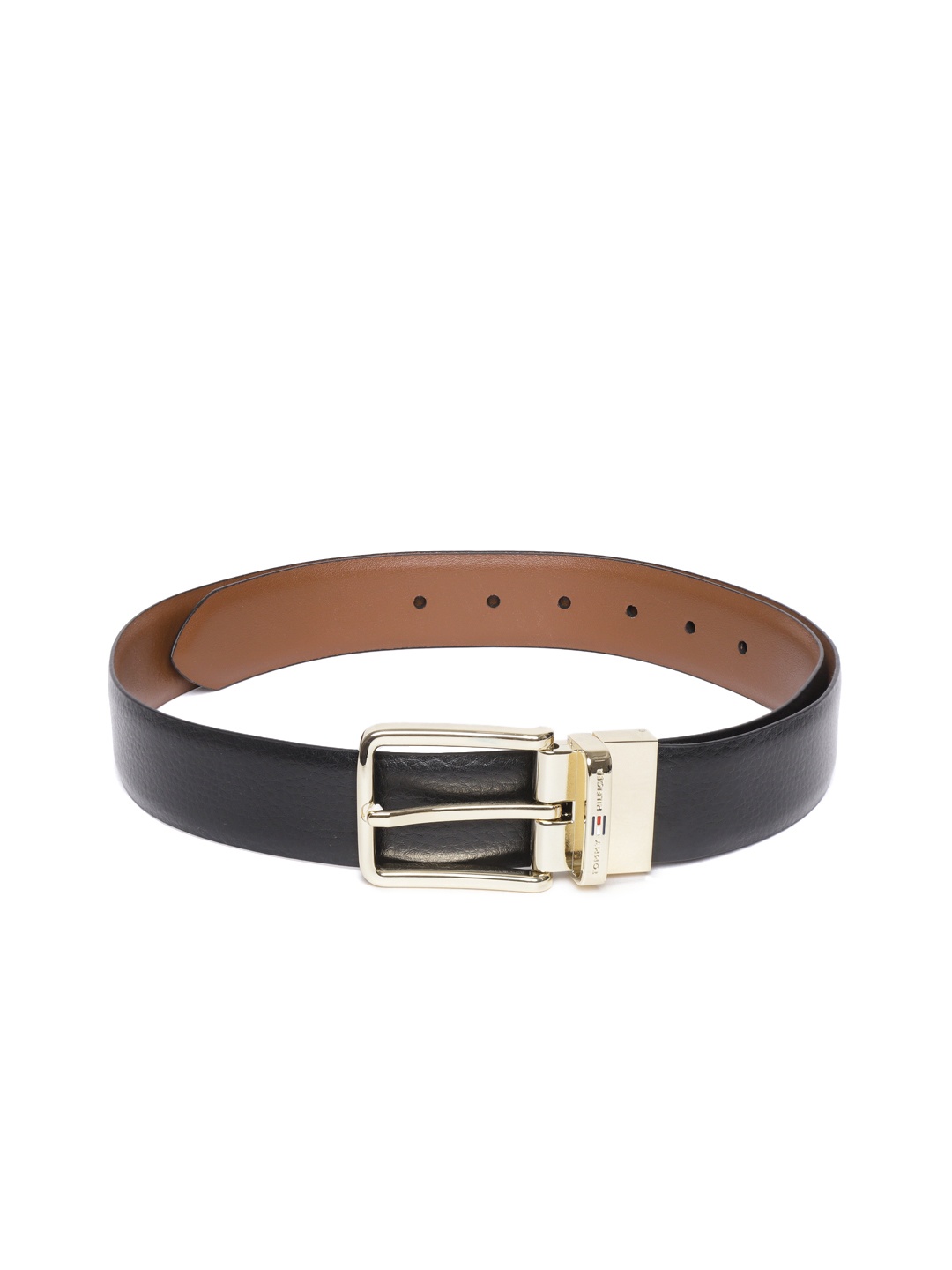

Tommy Hilfiger Men Black & Tan Brown Solid Reversible Leather Belt