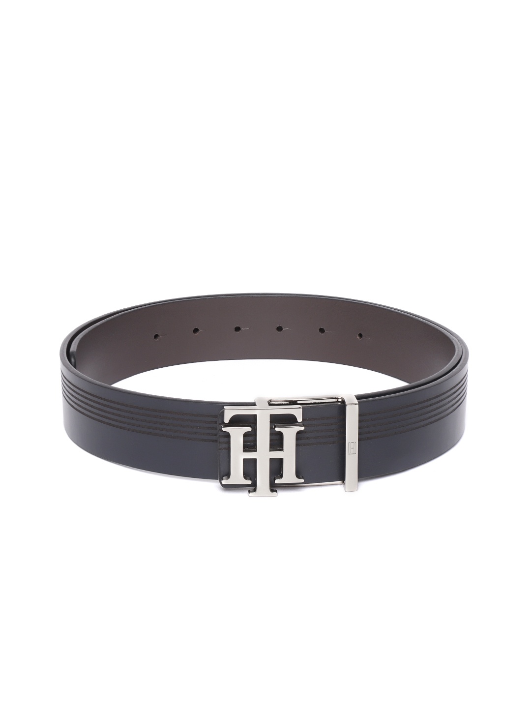 

Tommy Hilfiger Men Navy Blue & Brown Solid Reversible Leather Belt
