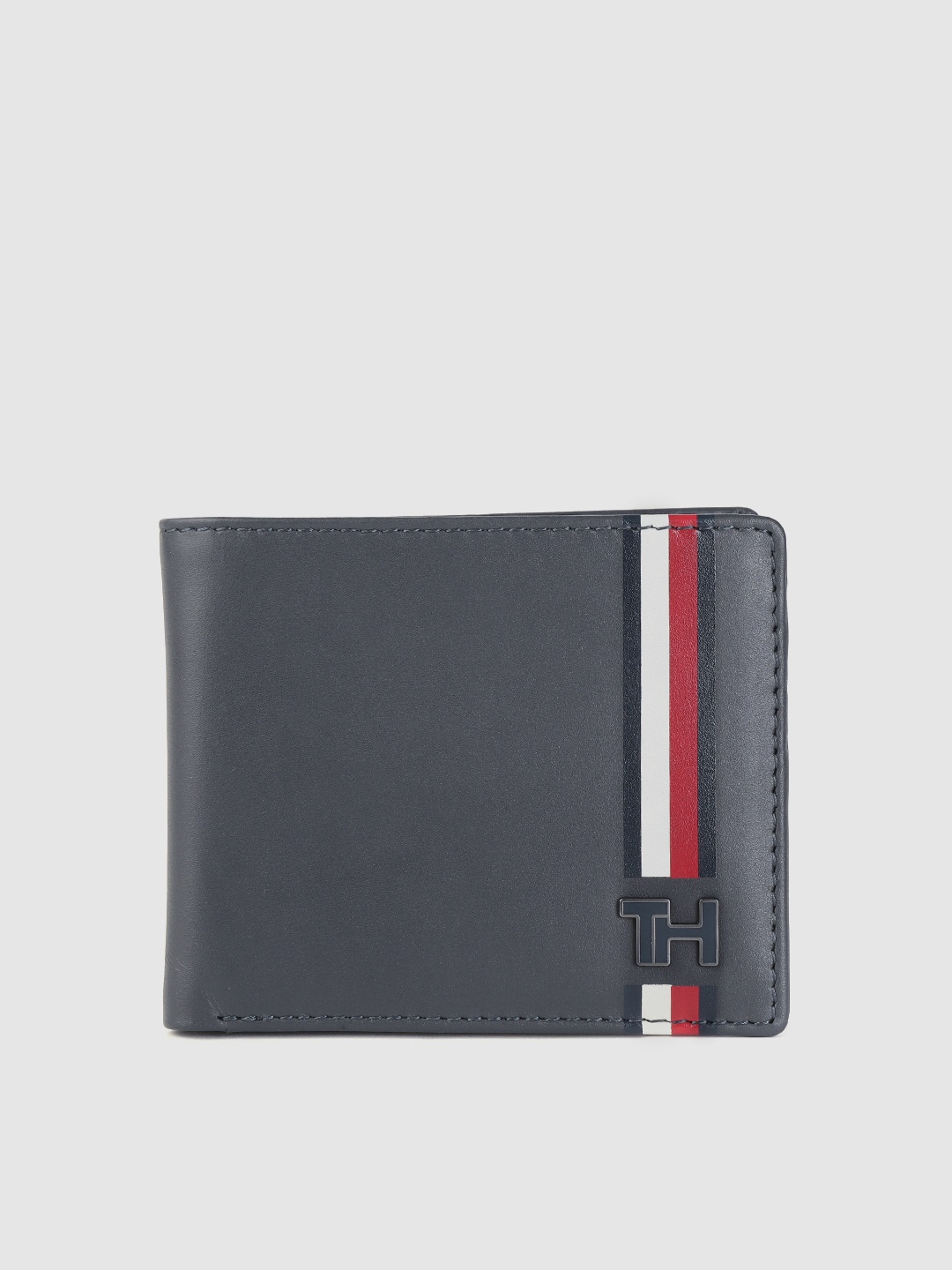 

Tommy Hilfiger Men Navy Blue Solid Leather Two Fold Wallet