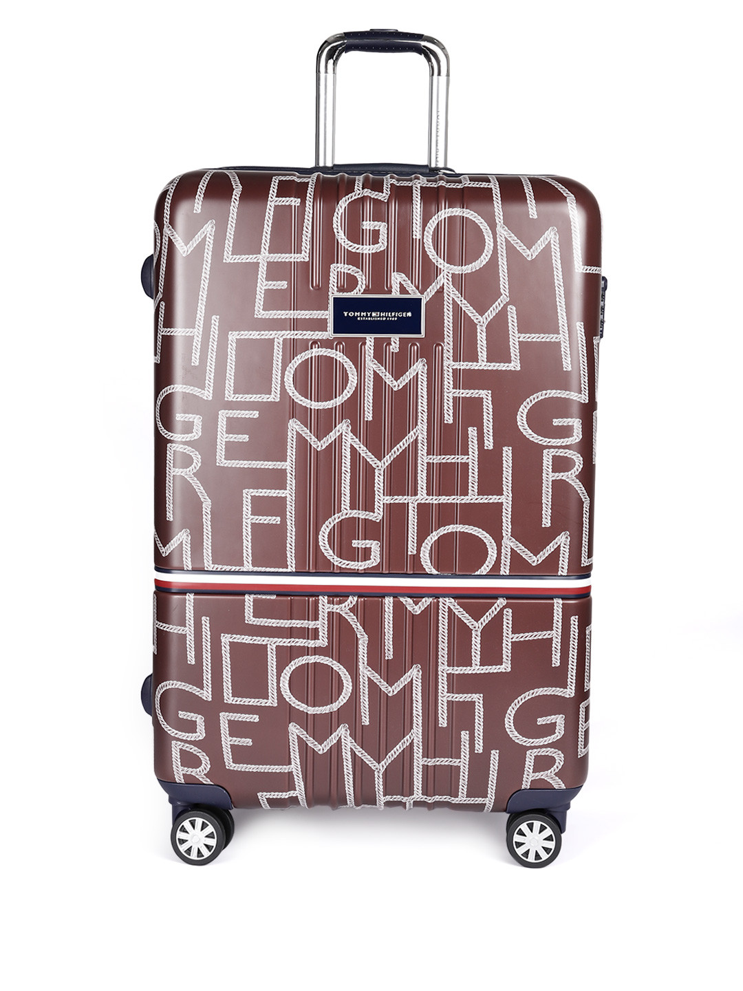 

Tommy Hilfiger Printed 4 Wheels 360-Degree Rotation Large Trolley Bag, Brown