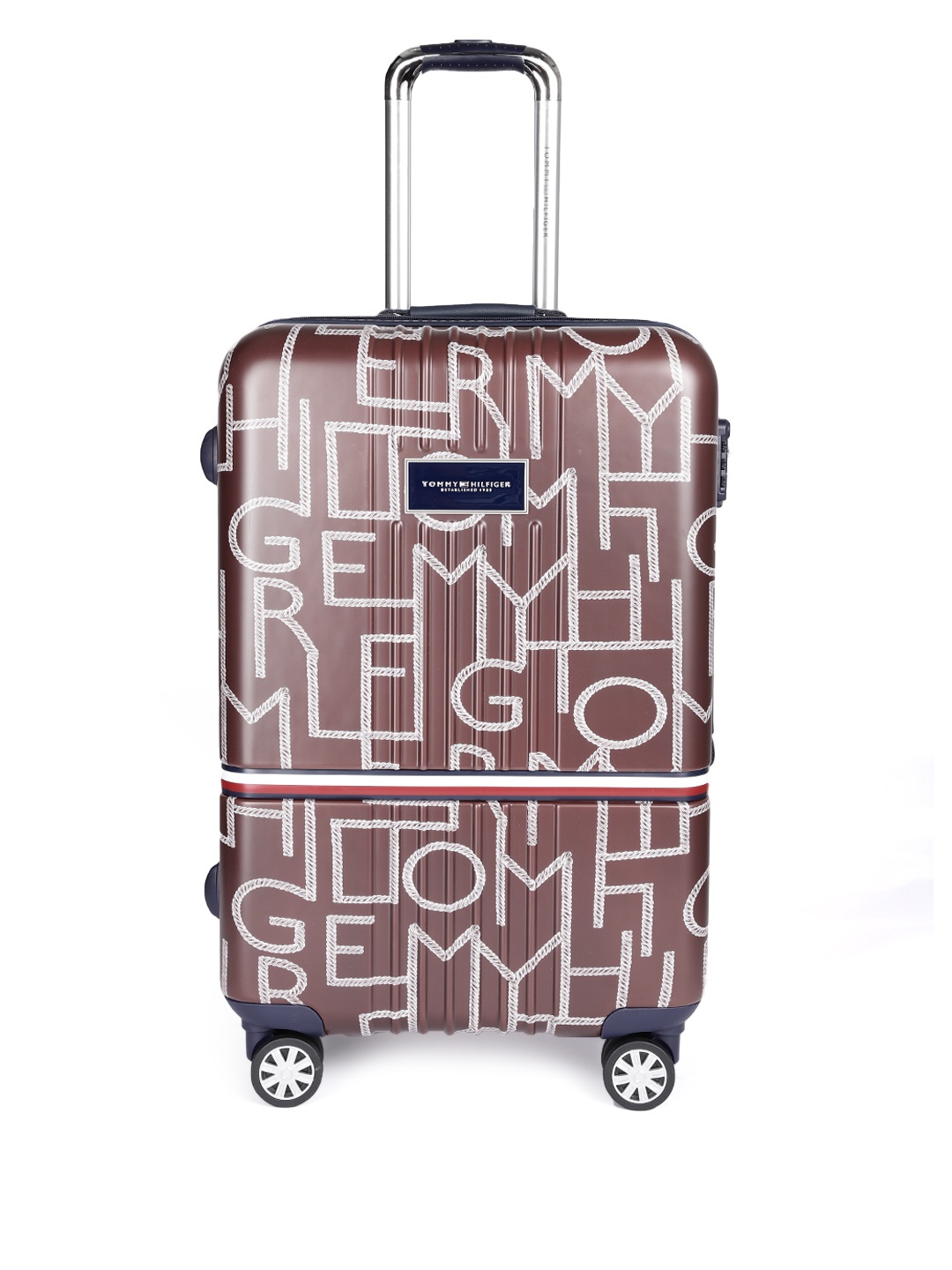 

Tommy Hilfiger Printed 4 Wheels 360-Degree Rotation Medium Trolley Bag, Brown