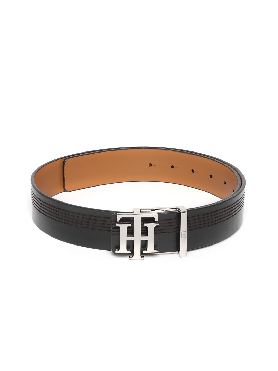 

Tommy Hilfiger Men Black & Tan Brown Reversible Leather Belt