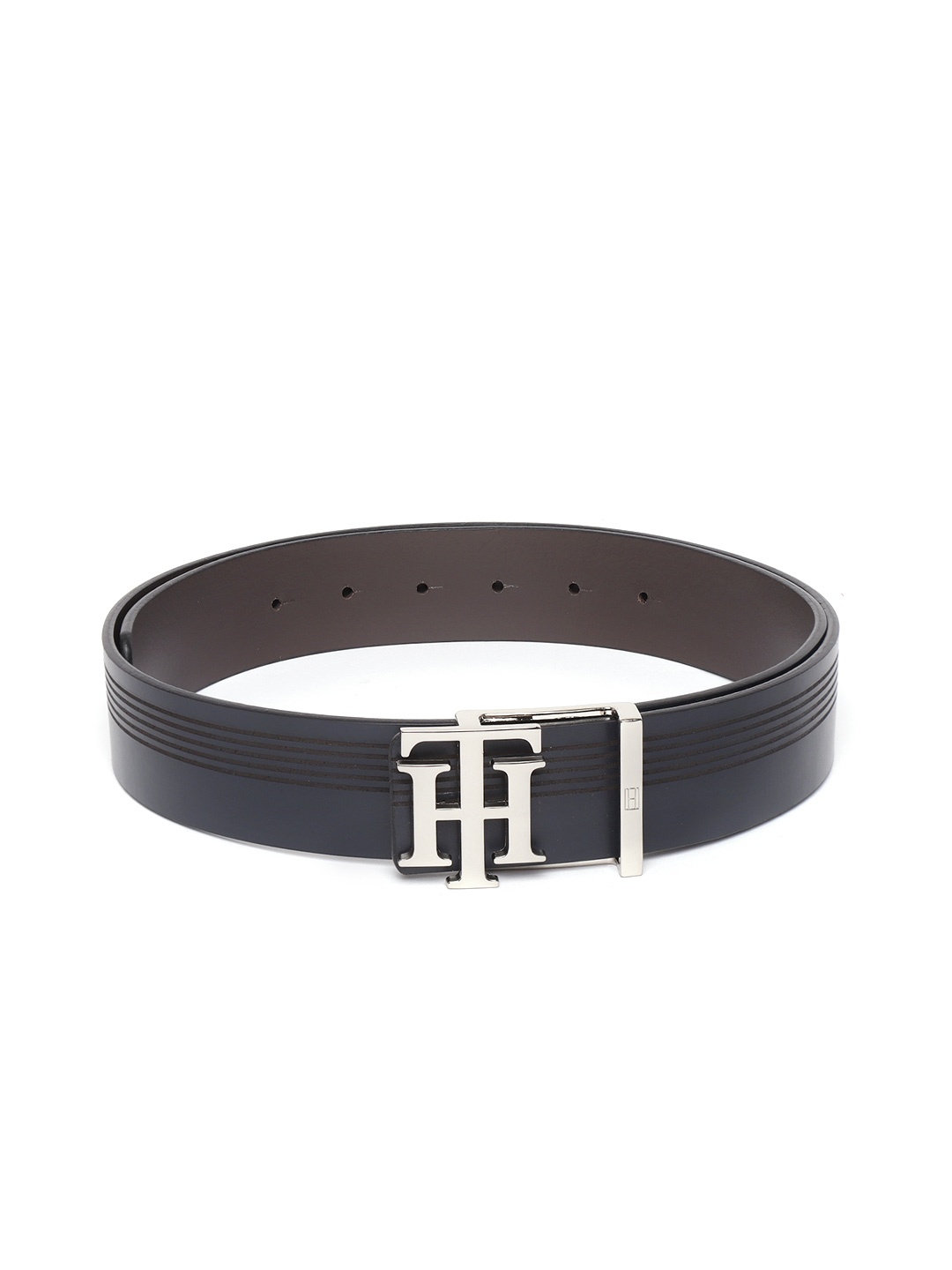 

Tommy Hilfiger Men Navy Blue & Brown Solid Reversible Leather Belt