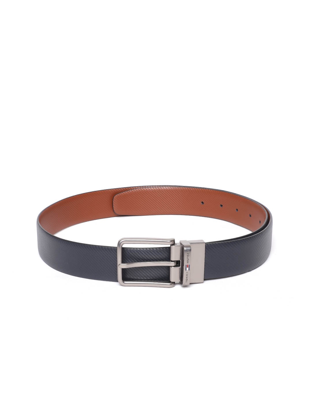 

Tommy Hilfiger Men Navy Blue Textured Leather Belt