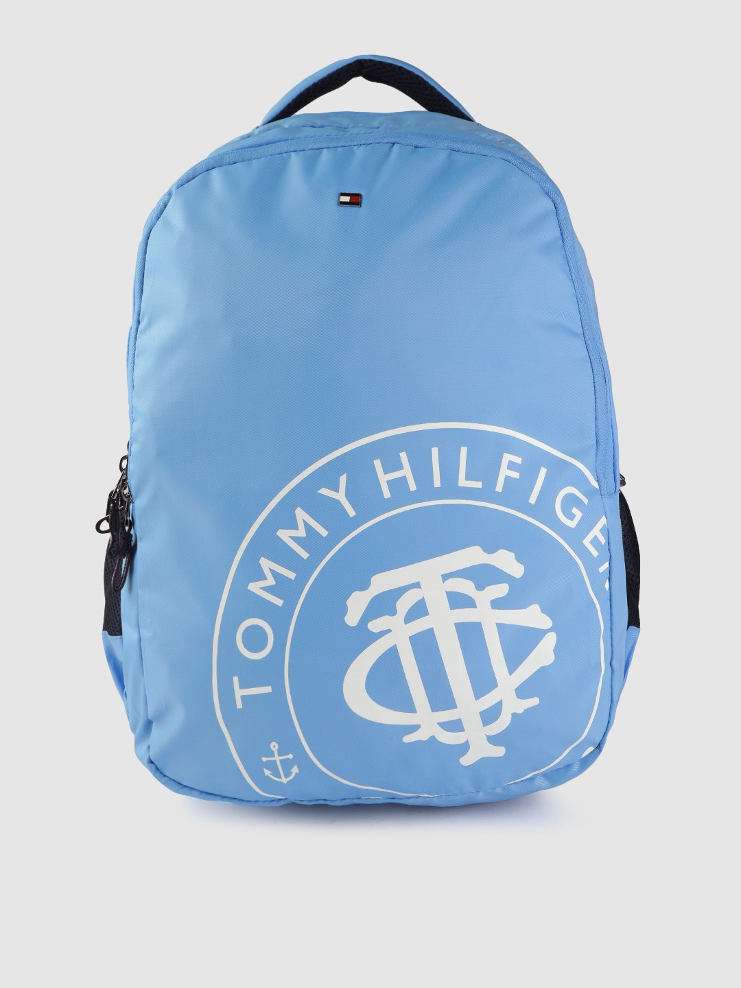 

Tommy Hilfiger Unisex Blue & White Brand Logo Print Backpack- 42.4 Litres