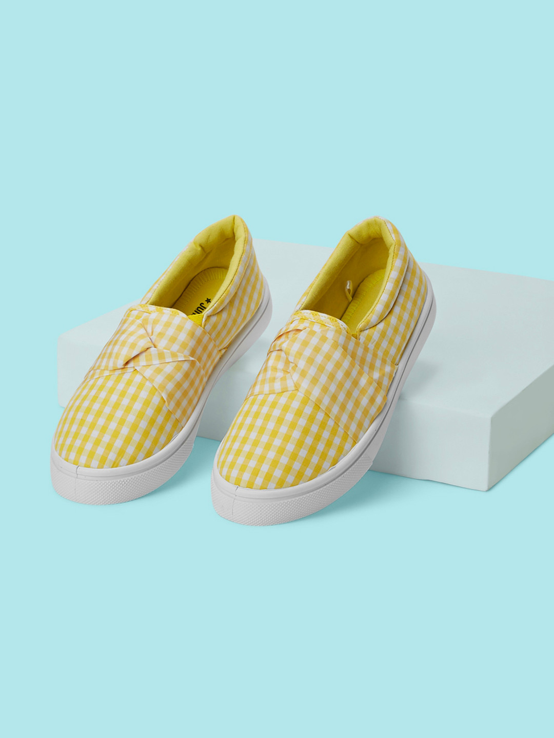 

Pantaloons Junior Girls Printed Slip-On Sneakers, Yellow