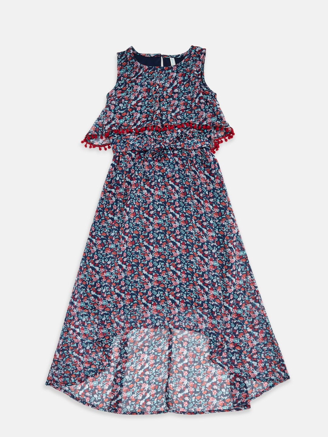 

Pantaloons Junior Girls Navy Blue Floral Maxi Cotton Dress