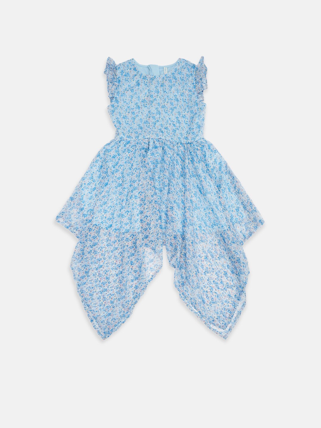 Pantaloons Junior Girls Blue Floral Cotton Dress