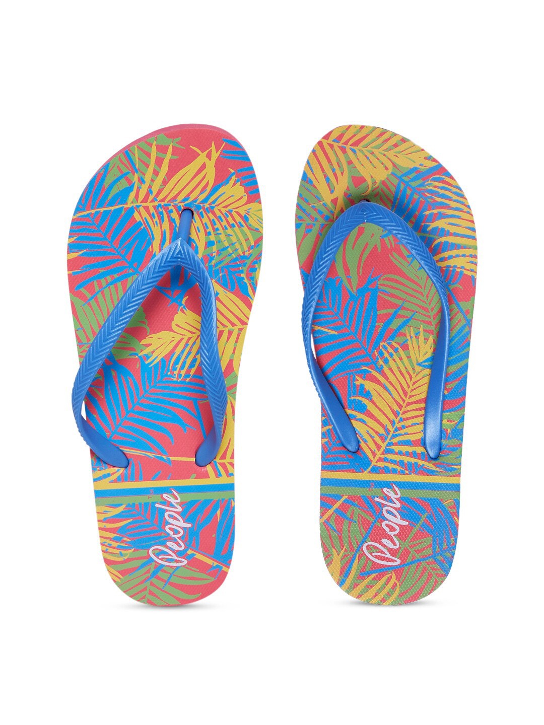 

People Women Printed Rubber Room Slippers, Blue