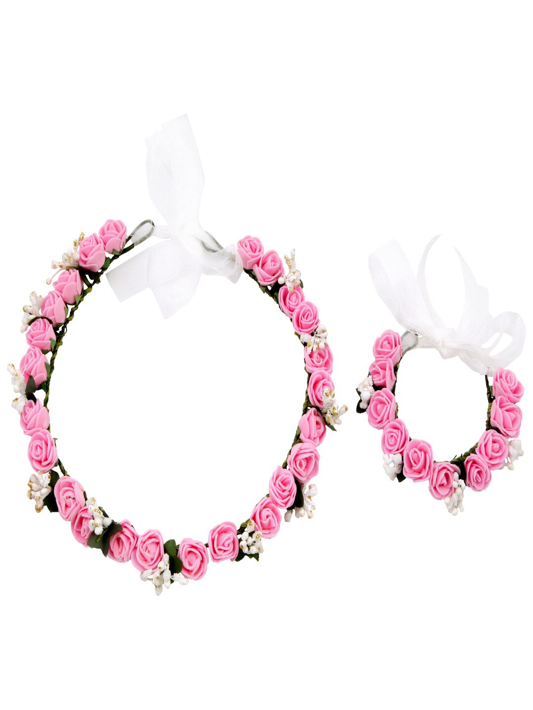 

Sanjog Girls Set of 1 Embellished Pink Floral Tiara & 1 Hand Wrist Band