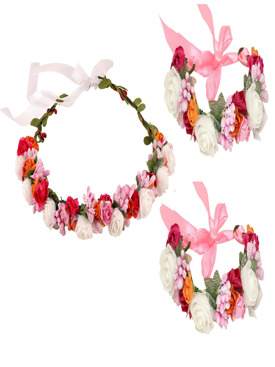

Sanjog Girls Orange & Pink 1 Embellished Tiara & 2 Matching Hand Wrist Bands