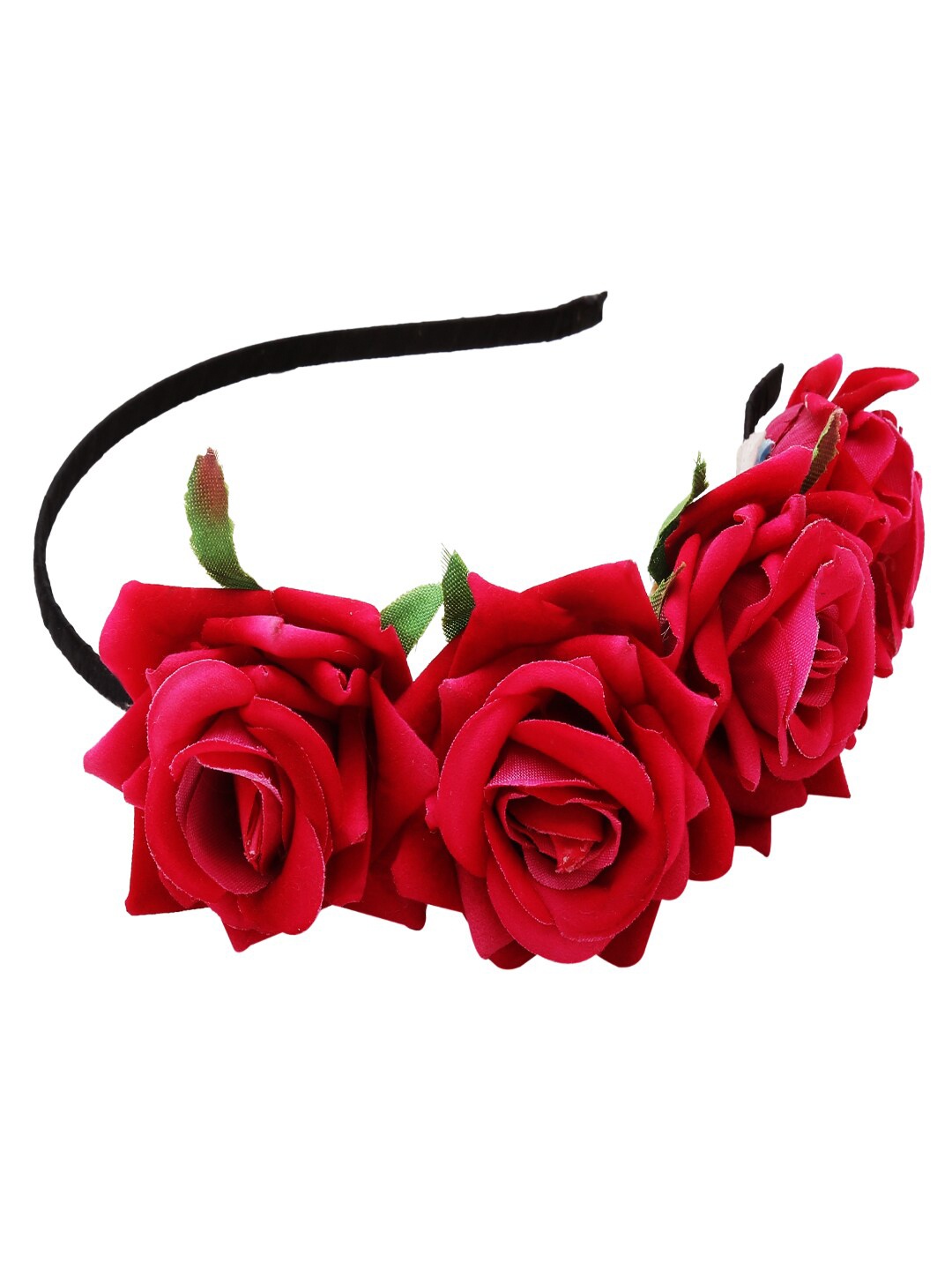 

Sanjog Girls Pink & Black Embellished Rose Hairband Tiara