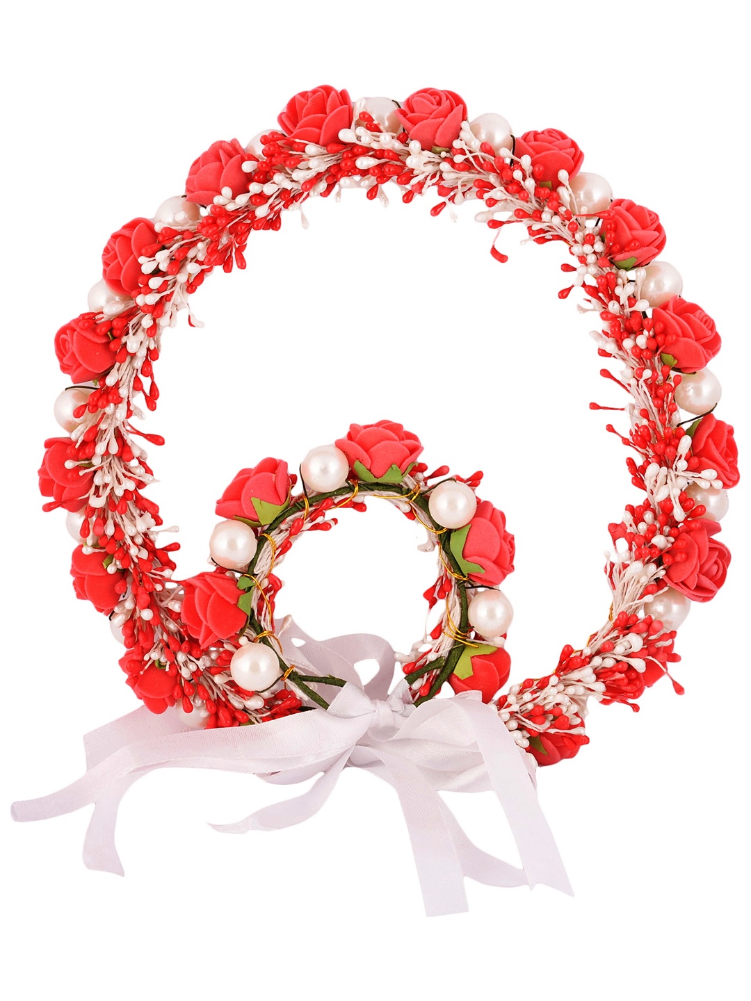 

Sanjog Women 1 Embellished Red Pearl Tiara & 1 Wrist Band