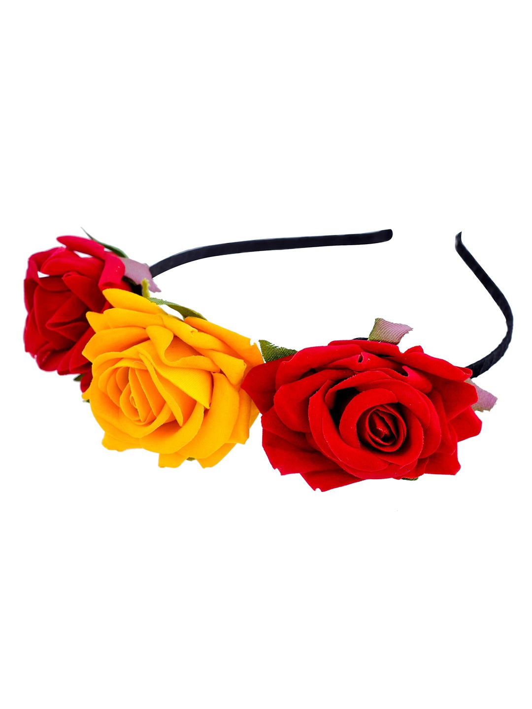 

Sanjog Women Red & Yellow Embellished Rose Hairband