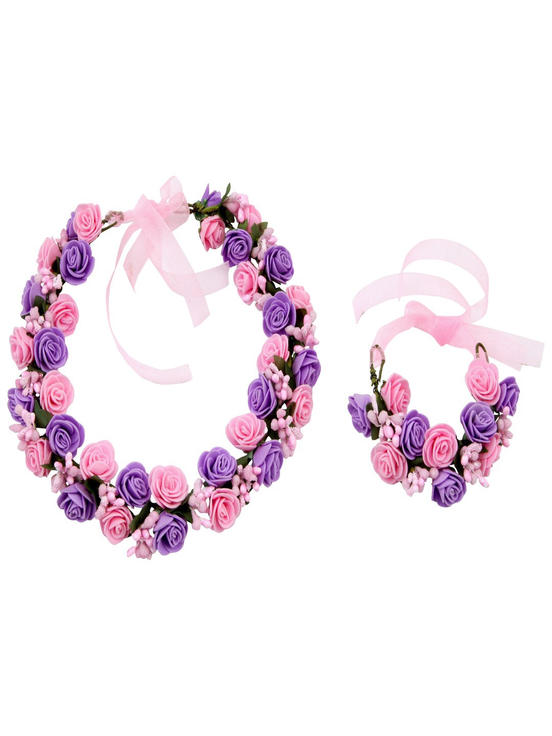 

Sanjog Girls Set of 1 Embellished Floral Tiara & 1 Hand Wrist Band, Purple