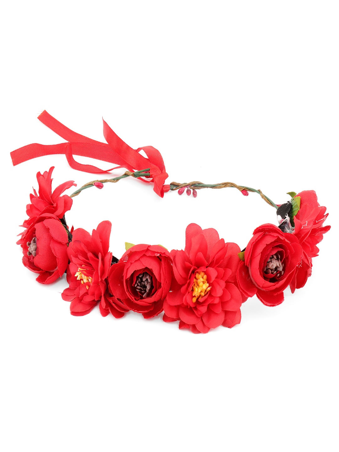 

Sanjog Women Embellished Rose Flower Red Tiara