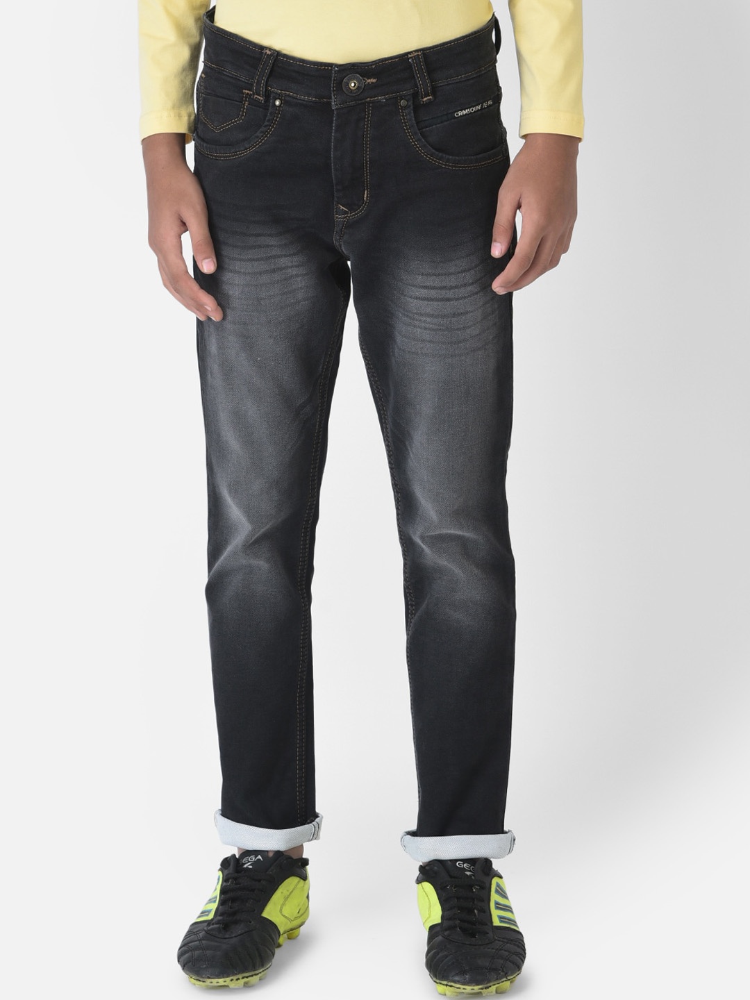 

Crimsoune Club Boys Grey Urban Slim Fit Low Distress Heavy Fade Stretchable Jeans