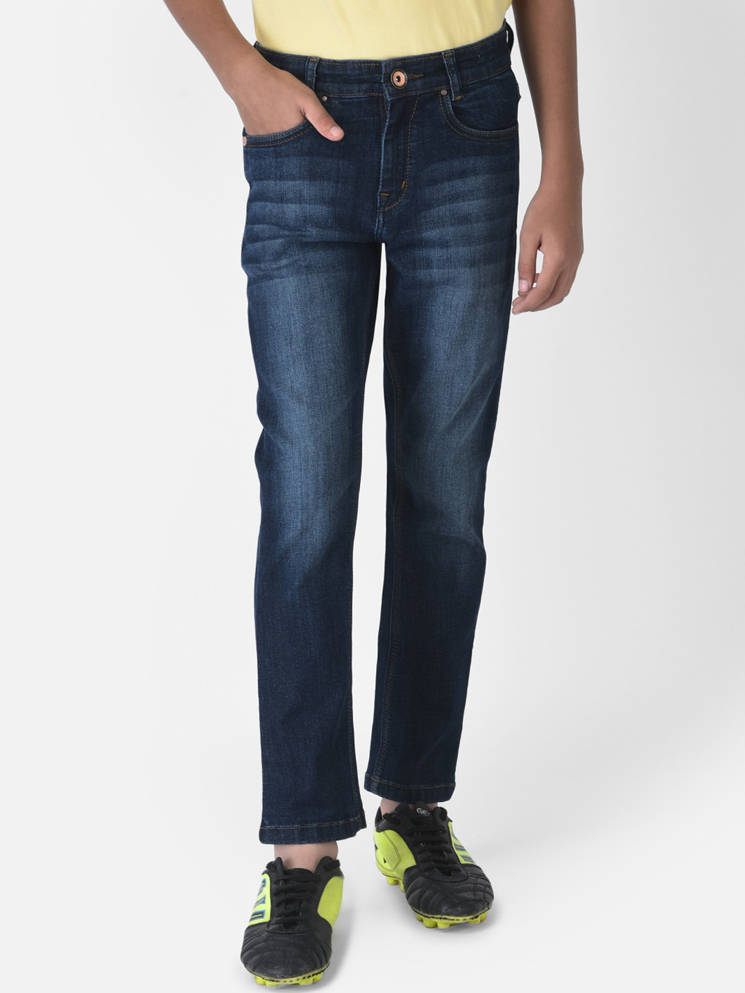 

Crimsoune Club Boys Navy Blue Slim Fit Light Fade Stretchable Jeans