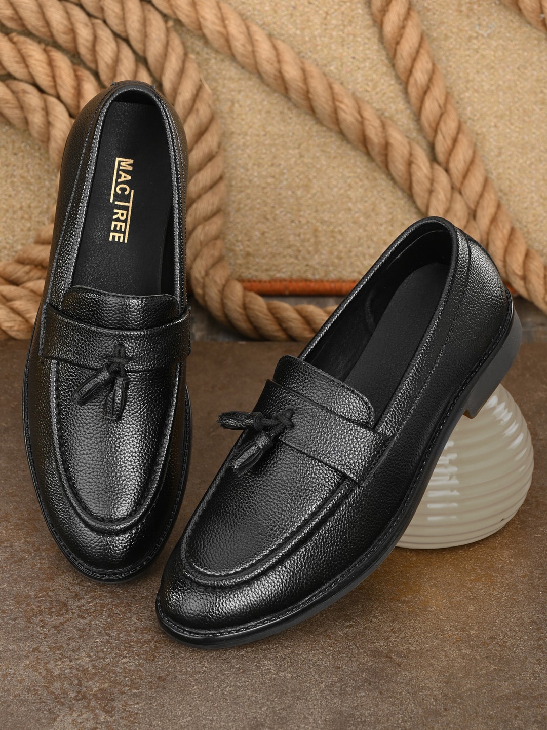 

Mactree Men Black Perforations PU Slip-On Sneakers