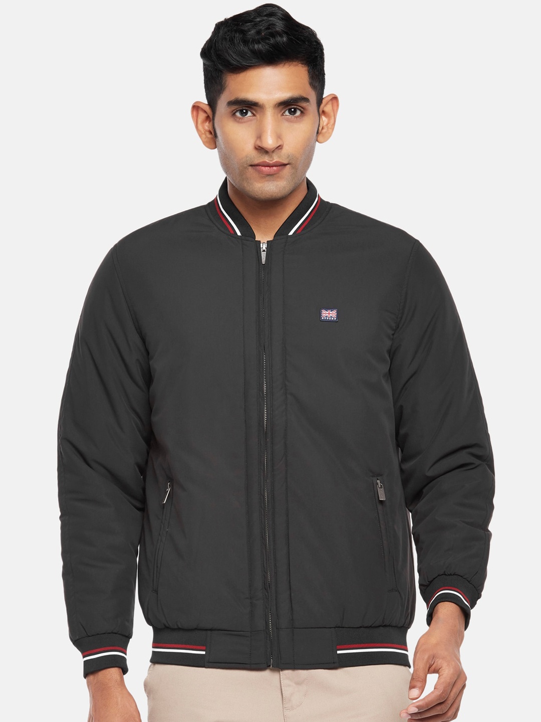 

BYFORD by Pantaloons Men Black Solid Outdoor Bomber Jacket