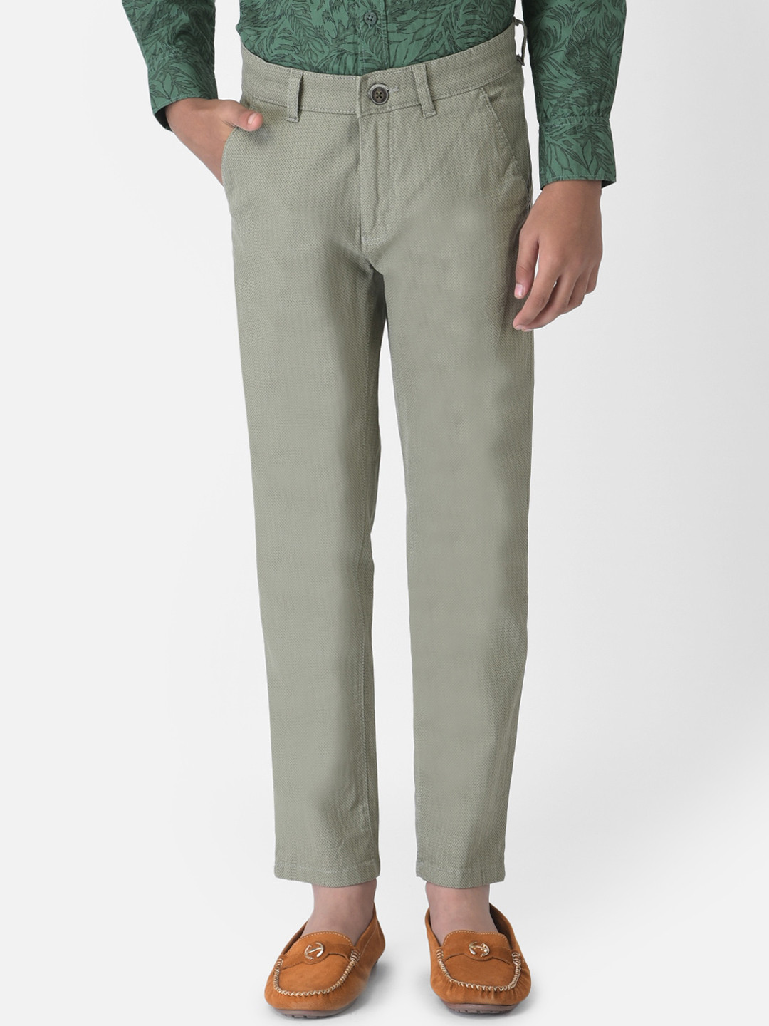 

Crimsoune Club Boys Green Urban Slim Fit Trousers