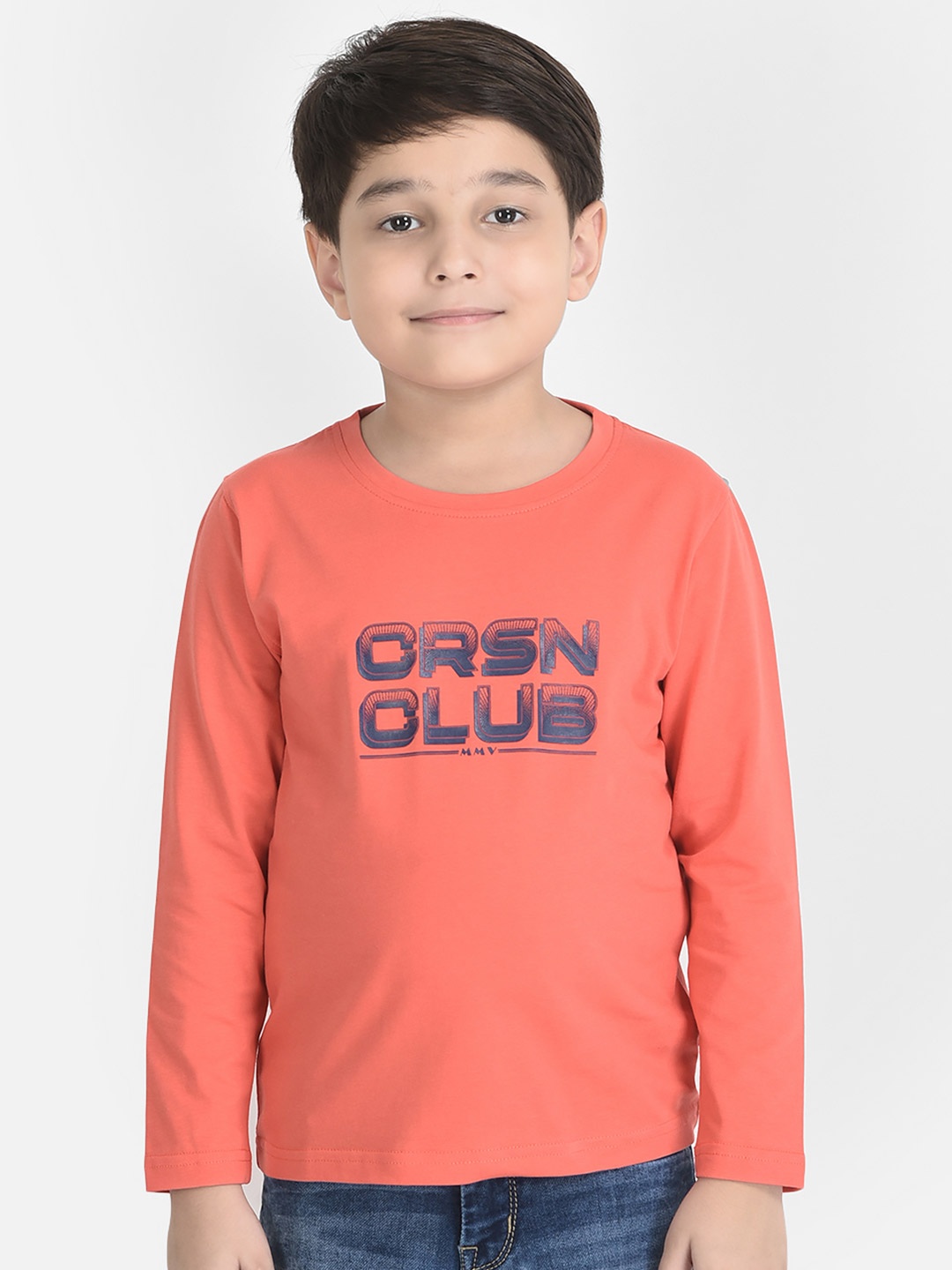 

Crimsoune Club Boys Pink Typography Printed T-shirt