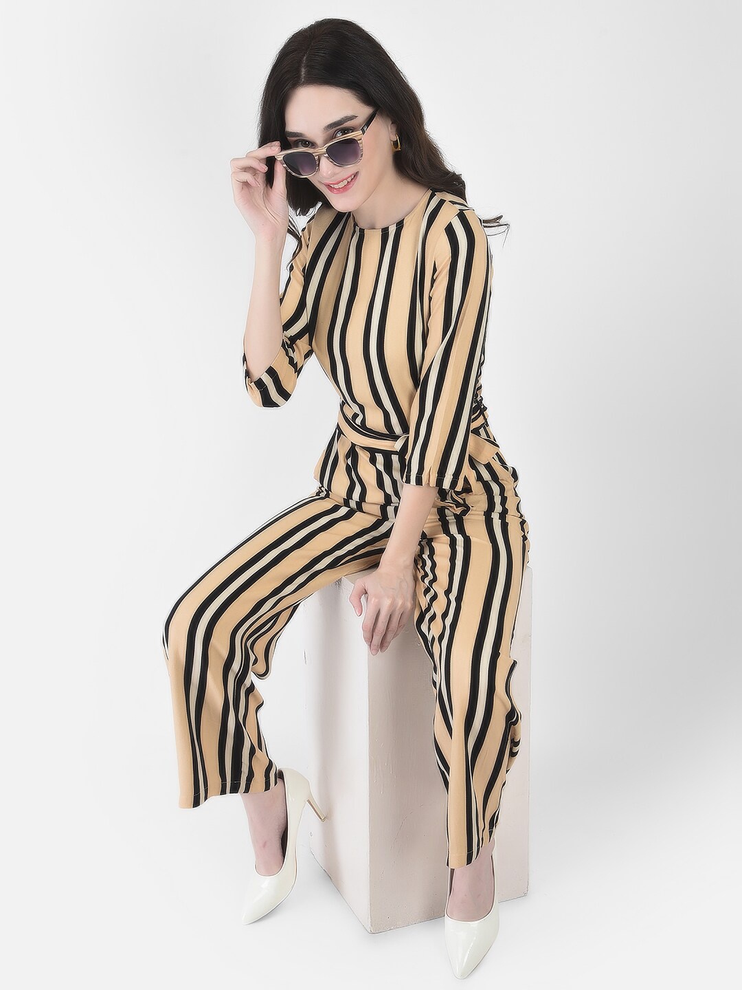 

Crimsoune Club Striped Basic Jumpsuit, Orange