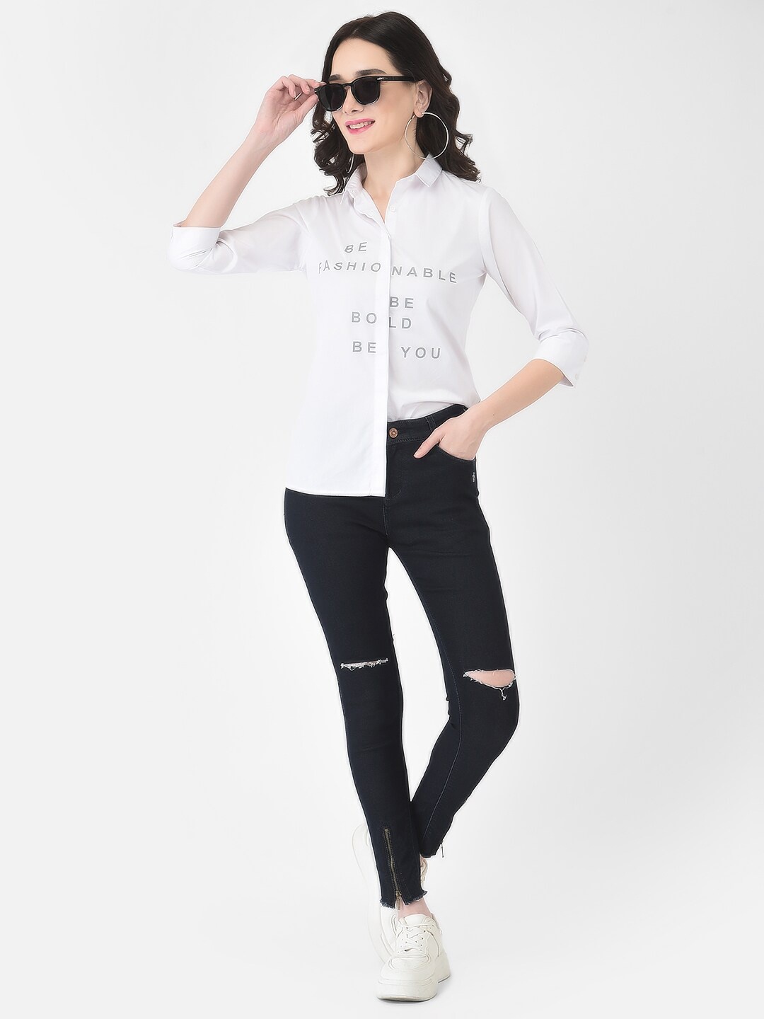

Crimsoune Club Women White Slim Fit Casual Shirt