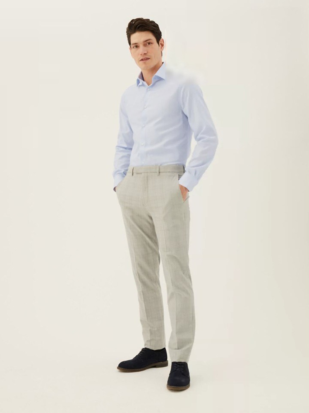 

Marks & Spencer Men Blue Solid Pure Cotton Formal Shirt