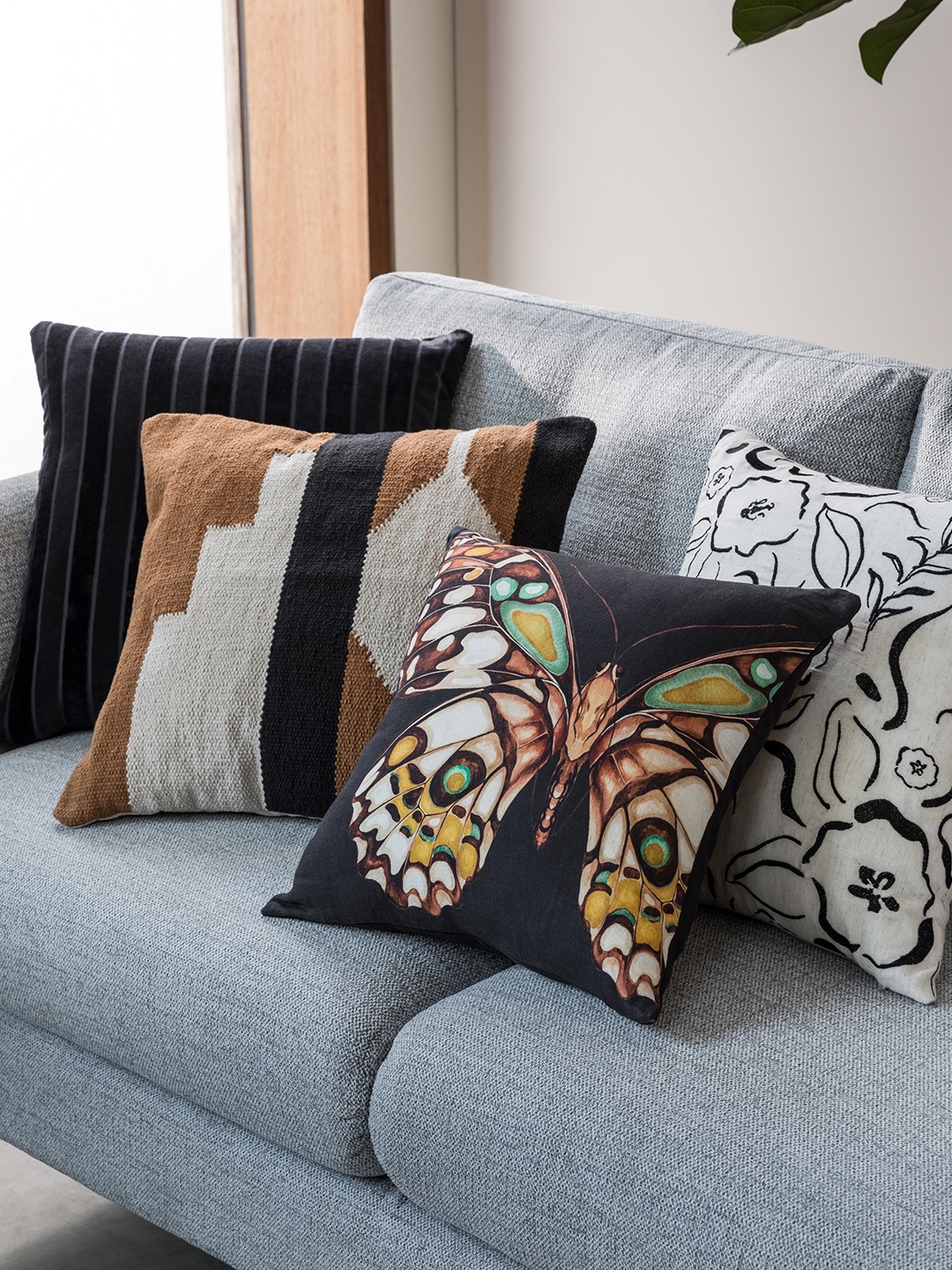 

Marks & Spencer Black & Off White Butterfly Cushions