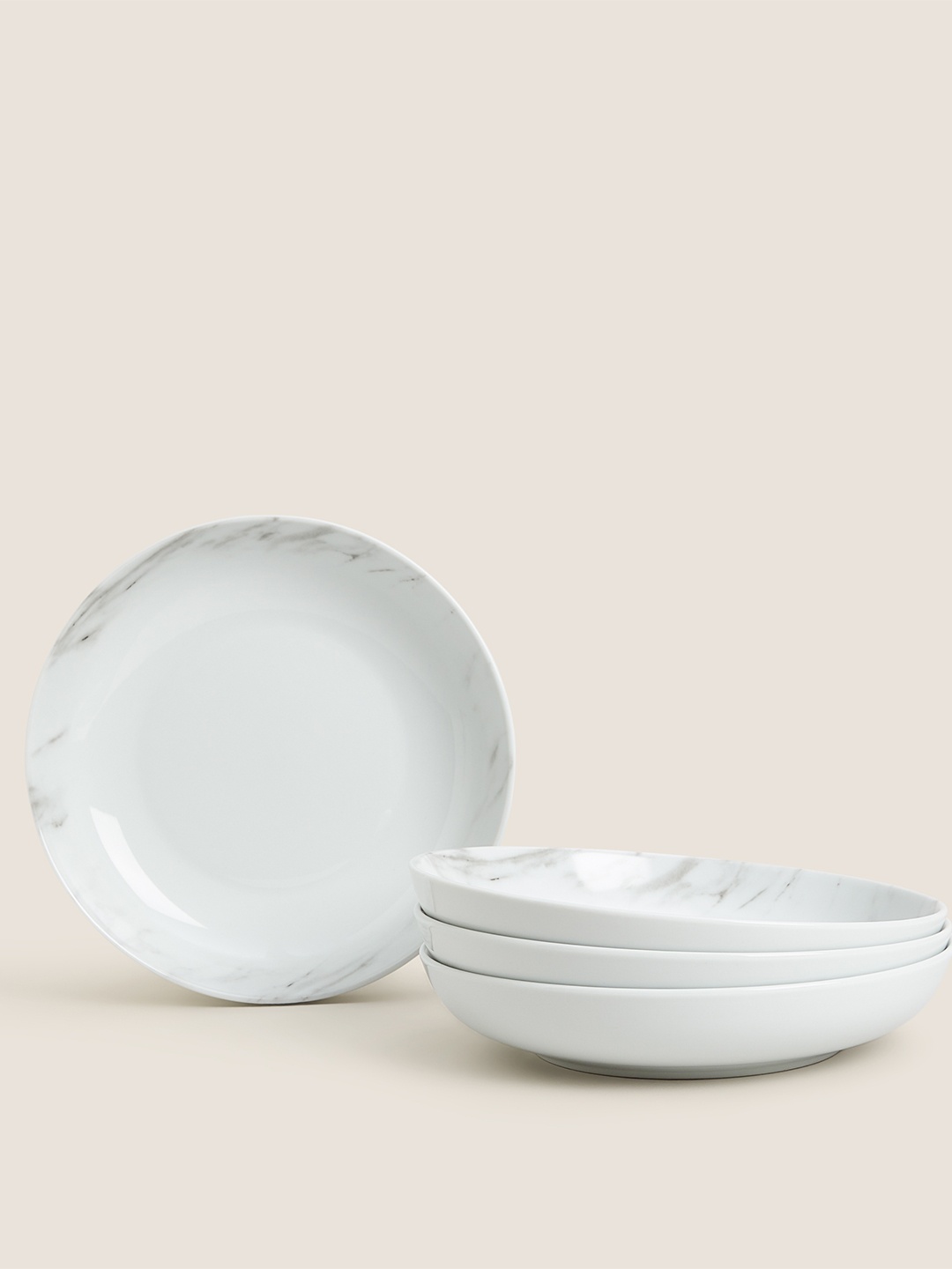 

Marks & Spencer Set Of 4 Dishwasher Safe Ceramic Glossy Plates, Grey