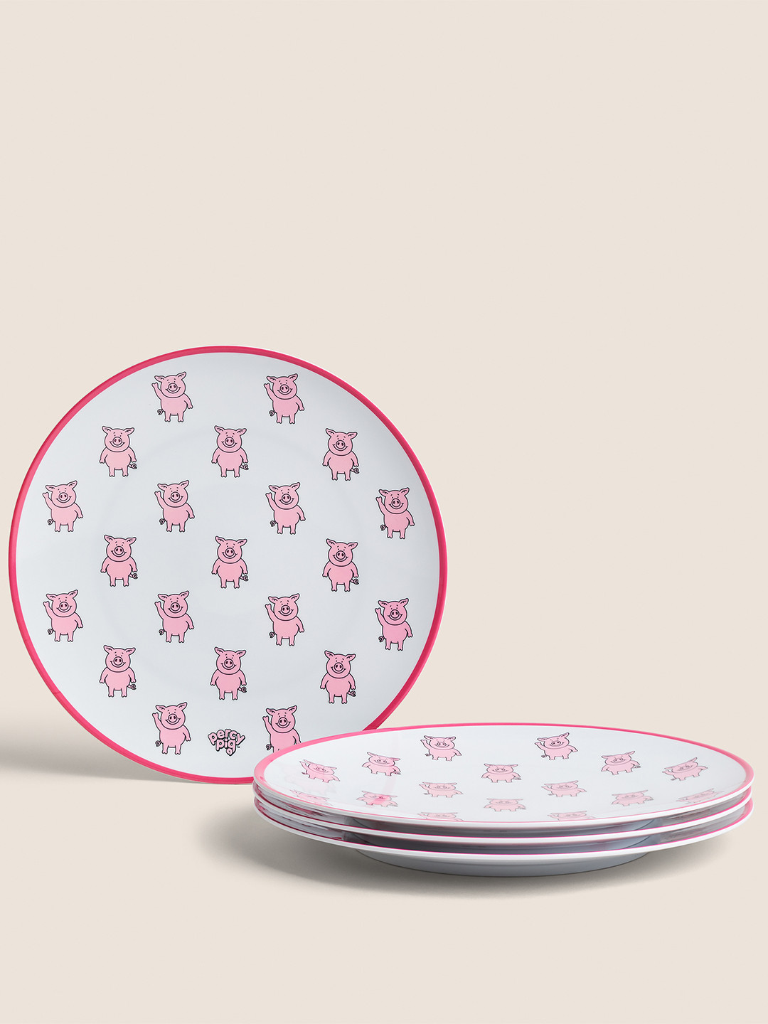 

Marks & Spencer 4 Pieces Dishwasher Safe Geometric Printed Ceramic Glossy Plates, White