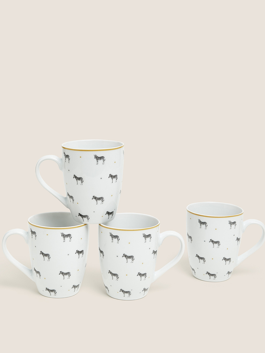 

Marks & Spencer Set Of 4 Geometric Printed Ceramic Mugs, Black