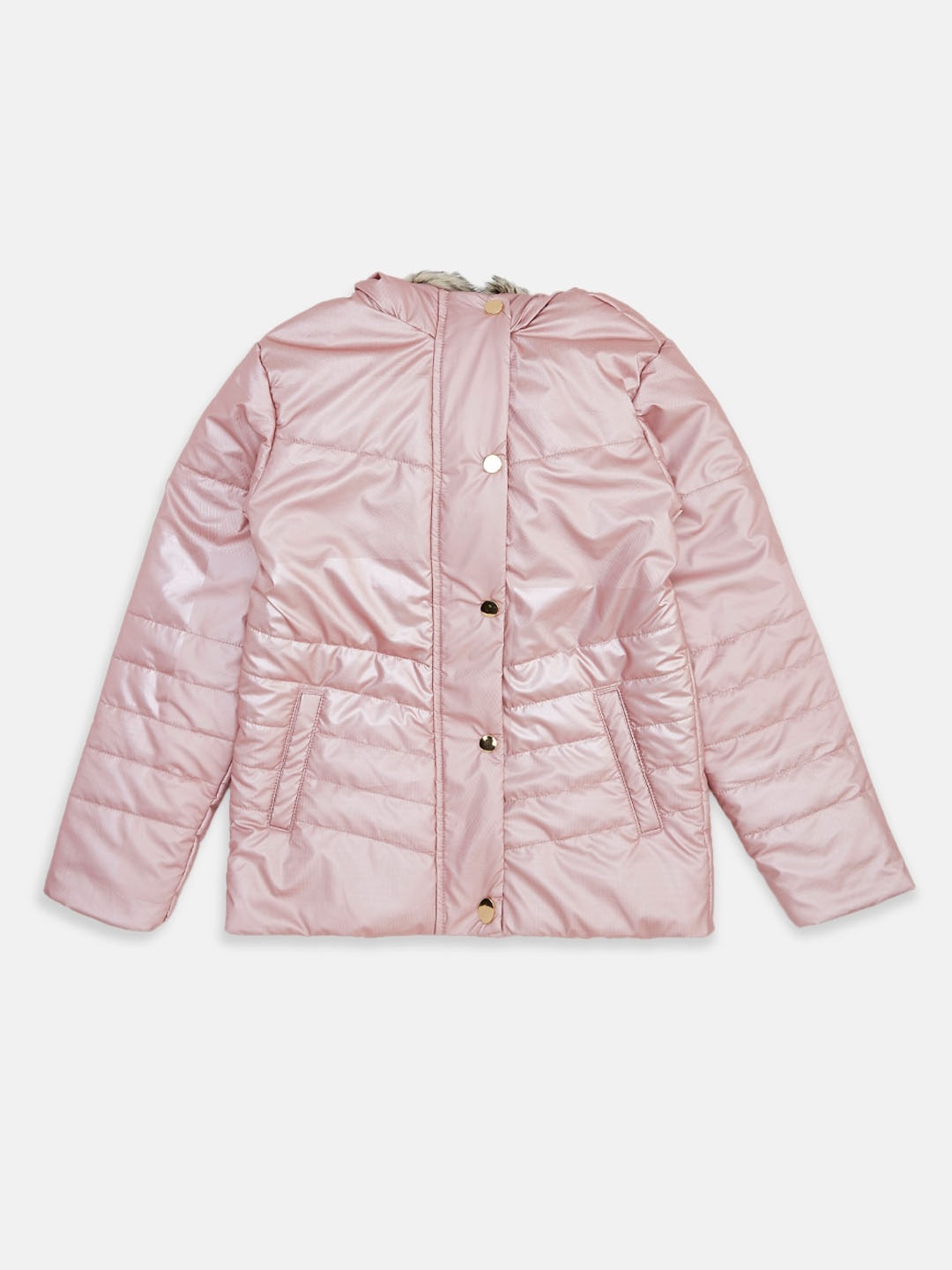 

Pantaloons Junior Girls Pink Hooded Jacket