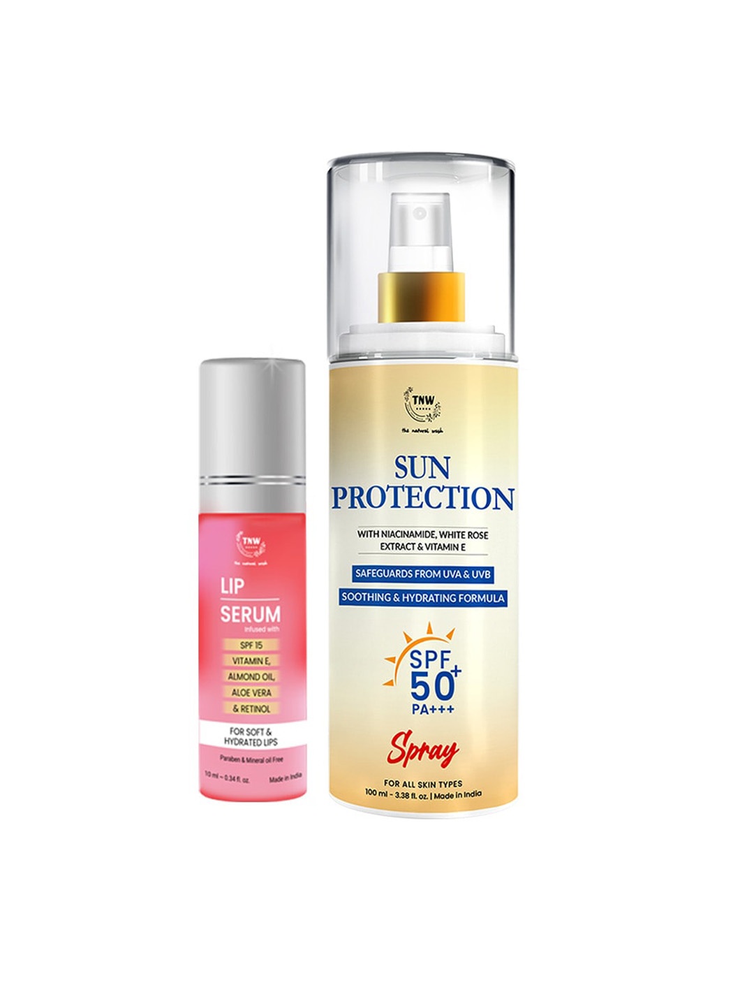 

TNW the natural wash Set Of 2 SPF 50 Spray Sunscreen & Lip Serum, Off white