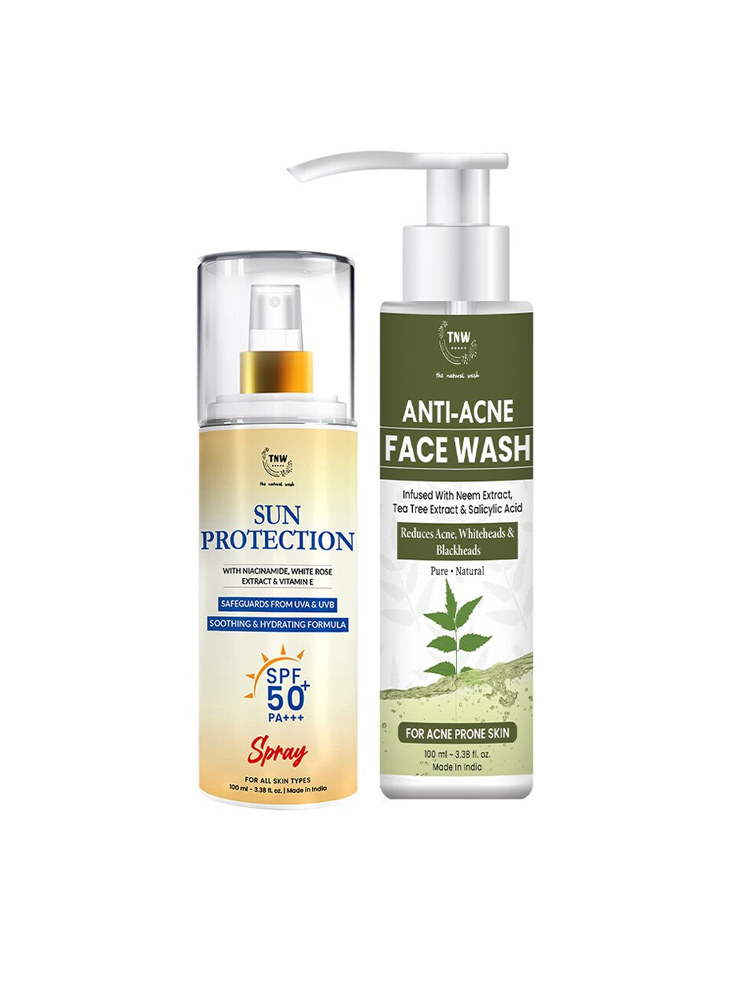 

TNW the natural wash Sun Protection SPF 50 Spray Sunscreen & Anti Acne Face Wash, Off white