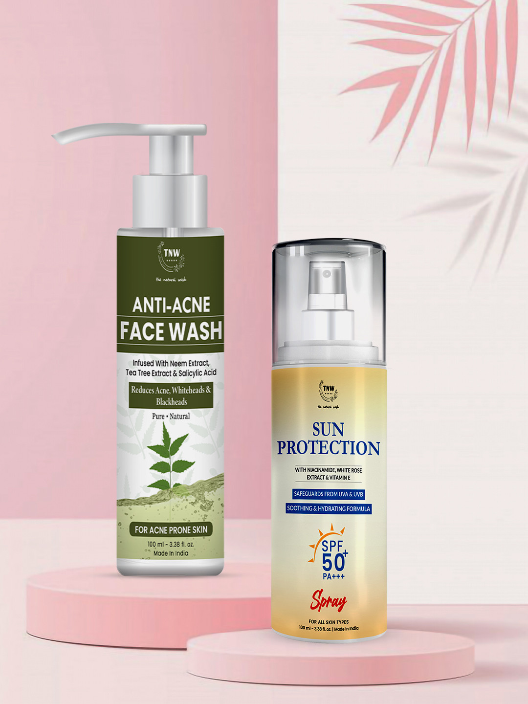 TNW the natural wash Sun Protection SPF 50 Spray Sunscreen & Anti Acne Face Wash