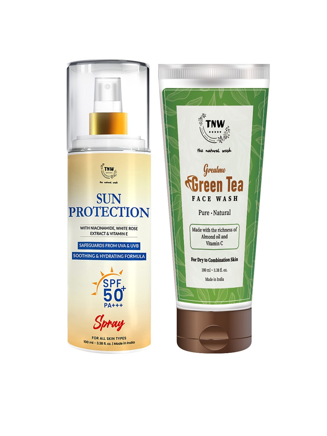 

TNW the natural wash SPF 50 Spray Sunscreen & Green Tea Face Wash, Off white