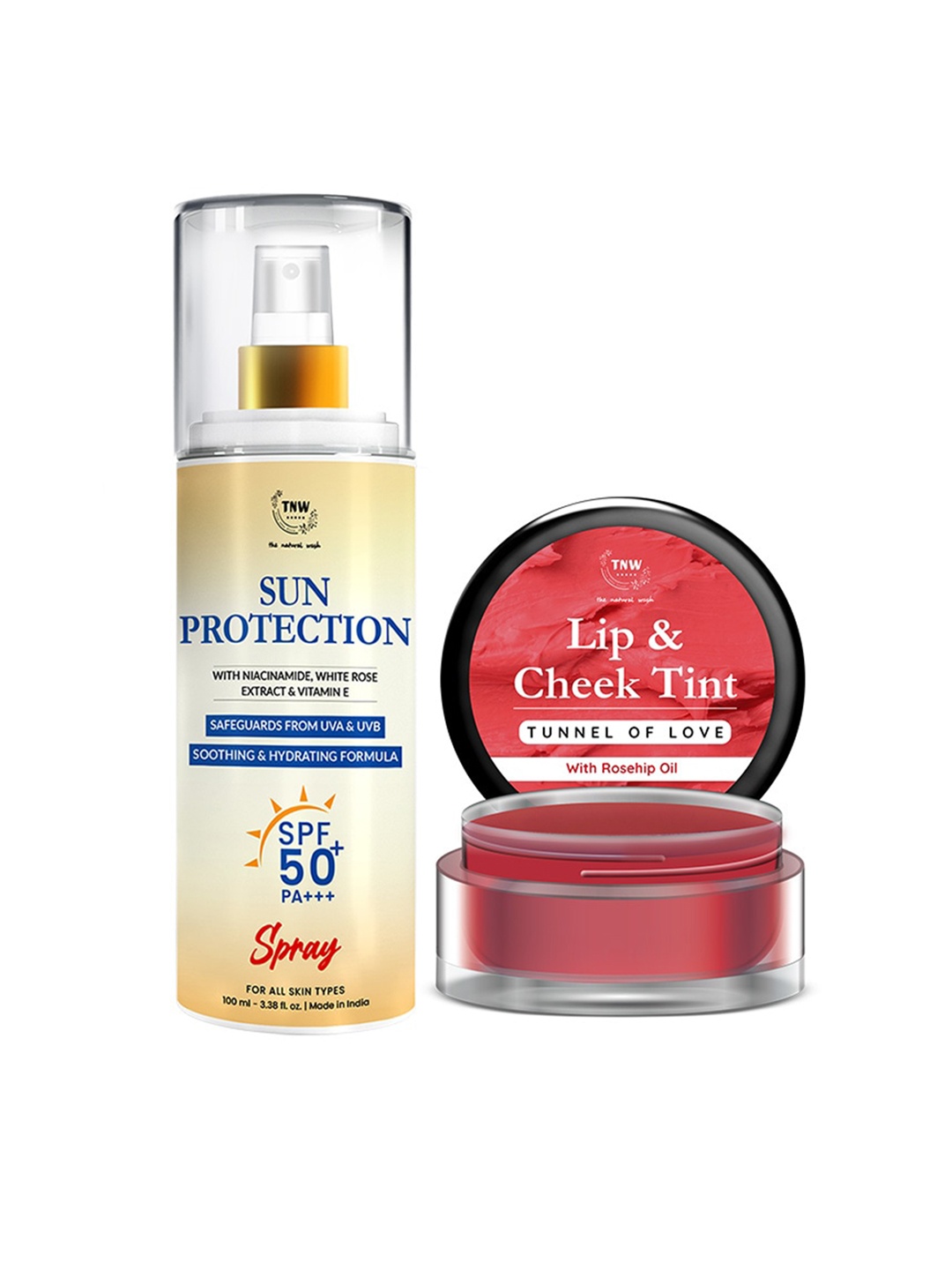 

TNW the natural wash Set Of 2 SPF 50 Spray Sunscreen & Lip & Cheek Tint, Off white