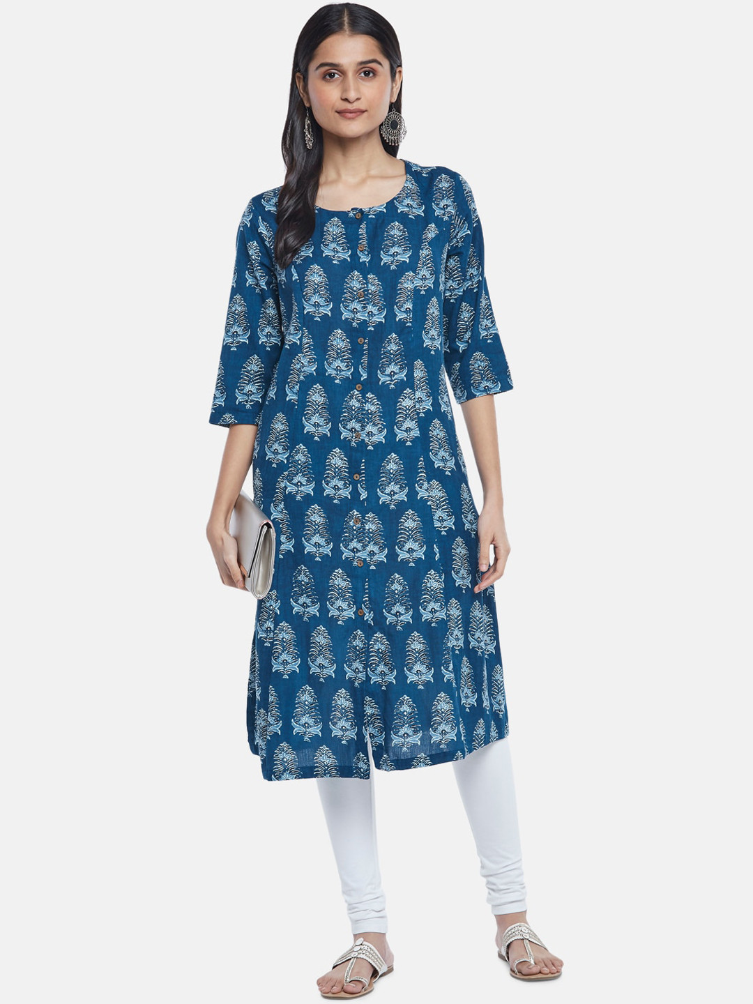 

RANGMANCH BY PANTALOONS Women Blue Ethnic motifs Print Cotton Kurta