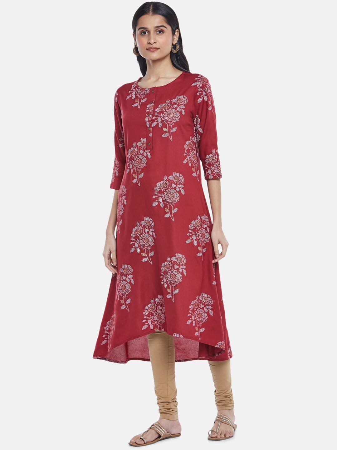 

RANGMANCH BY PANTALOONS Women Red Floral Printed A Line Kurta